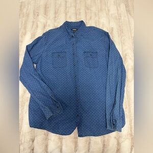 Express Men's Polka Dot Blue Button-Down Shirt
